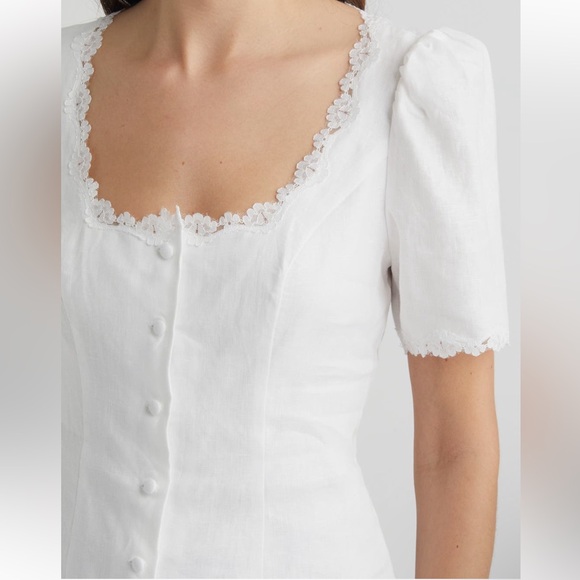 Reformation Anabella Linen White Top size4 - Picture 4 of 8